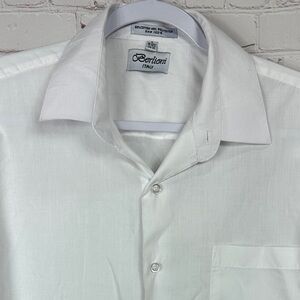 Berlioni Italy Long Sleeve Regular Fit Classic Button Up white Dress Shirt sz L
